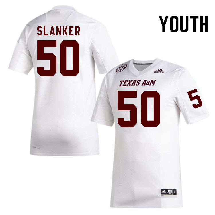 Youth #50 Jaxson Slanker Texas A&M Aggies College Football Jerseys Stitched Sale-White - Click Image to Close